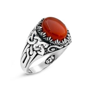 انگشتر نقره عقیق  مردانه مدل dkrim ag3